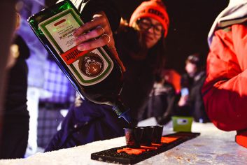 Shot of jagermeister being poured on ice