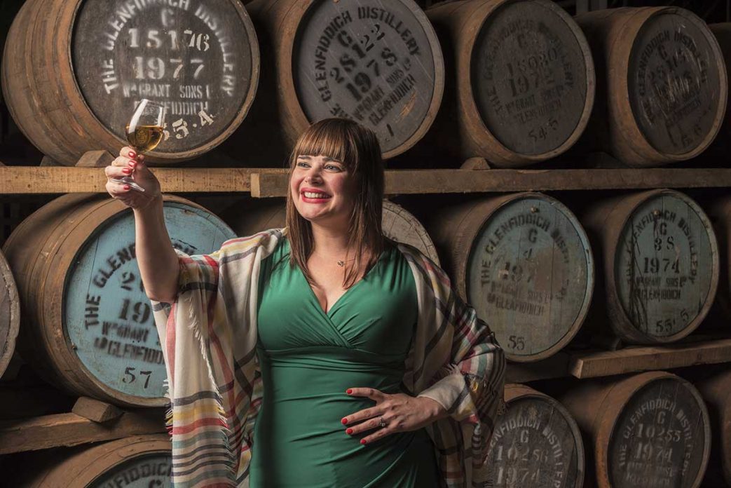 Elizabeth Havers posing with whisky